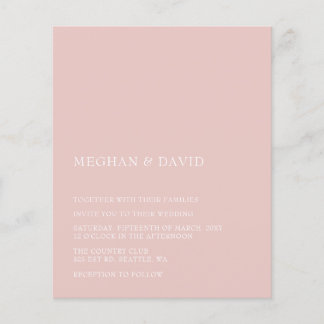 Budget Blush Modern Wedding Invitation