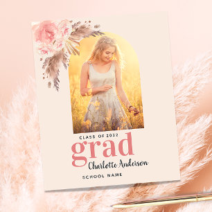 Budget blush pampas grass graduation announcement