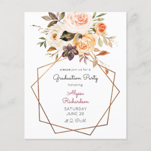 Budget Blush & Peach Floral Graduation Party Flyer