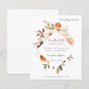 Budget Blush & Peach Floral Rustic Save the Date