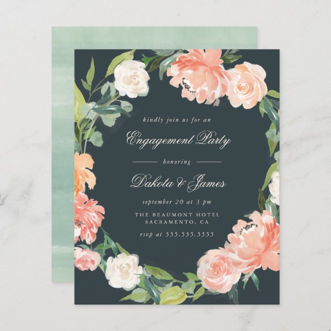 Budget Blush Peonies & Eucalyptus Engagement Party (Front/Back)