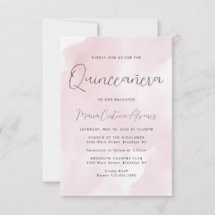 Budget Blush Pink 15th Birthday Quinceañera Invite