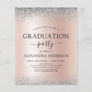 Budget Blush Pink 2022 Graduation Glitter Silver