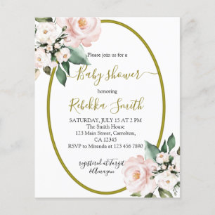 Budget Blush Pink Baby Shower İnvitation 
