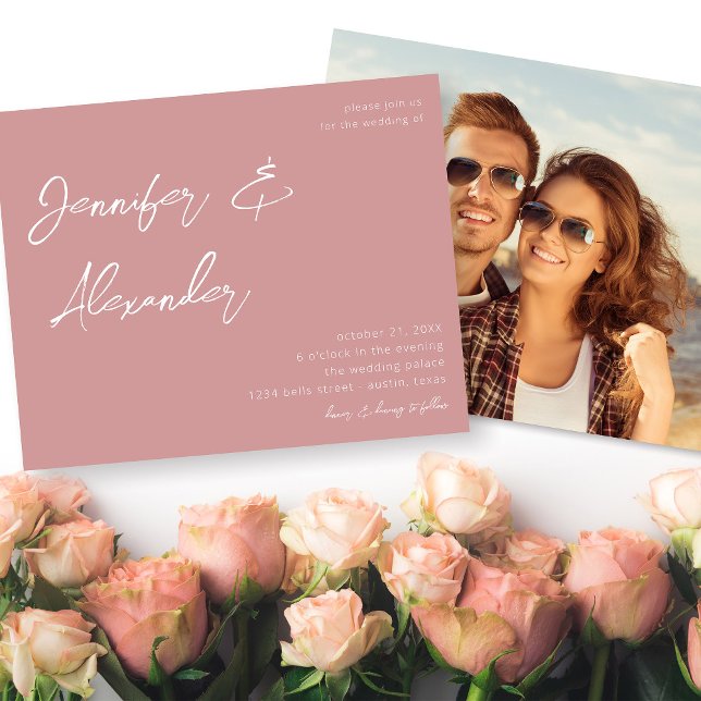 Budget Blush Pink Calligraphy Photo Wedding V2 (Creator Uploaded)