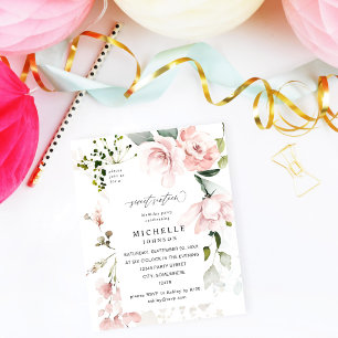 Budget Blush Pink & Eucalyptus Floral Sweet 16 2 Flyer