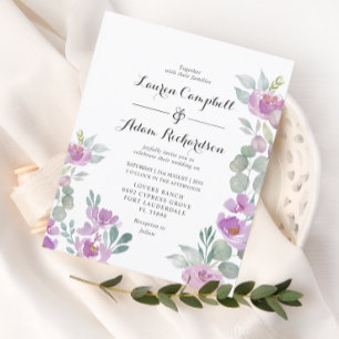 Budget Blush Pink Eucalyptus Wedding Invitation 