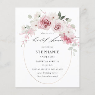 Budget Blush Pink Floral Bridal Shower 2 Flyer