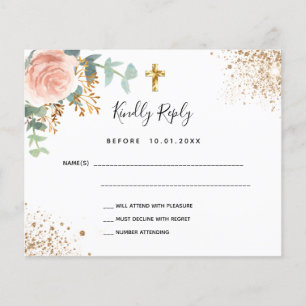 Budget blush pink floral eucalyptus baptism RSVP