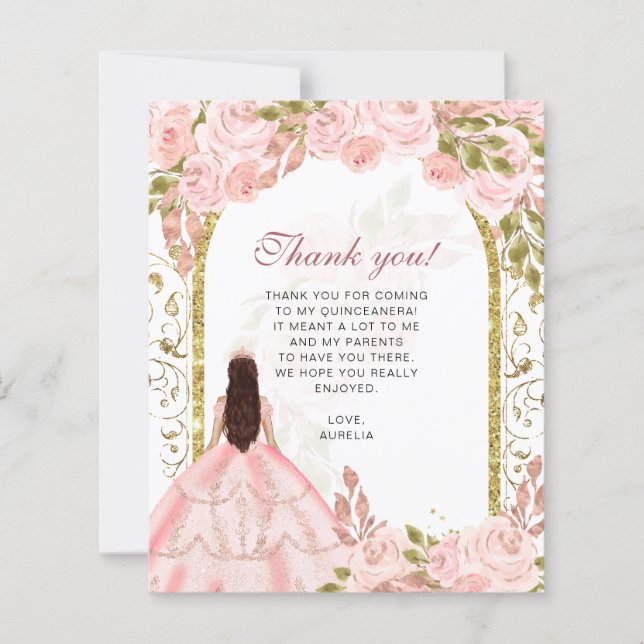 BUDGET Blush Pink Floral Photo Quinceañera (Front)