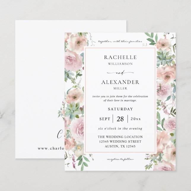 Budget Blush Pink Floral & Succulent Wedding 2 (Front/Back)