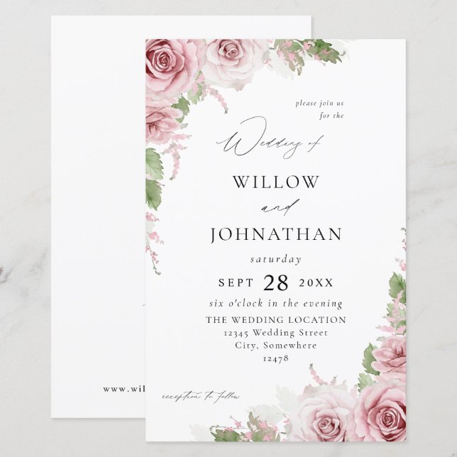 Budget Blush Pink Floral Wedding (Front/Back)