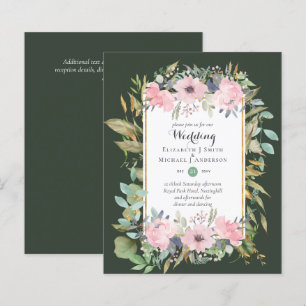 BUDGET Blush Pink Floral Wedding Invitations