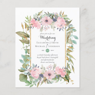 BUDGET Blush Pink Floral Wedding Invitations Flyer
