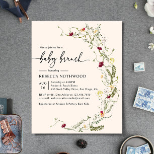 Budget Blush Pink Florals Baby Brunch Invitation
