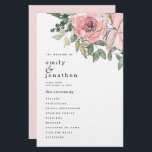 BUDGET Blush Pink Florals Wedding Program<br><div class="desc">A value for money BUDGET price alternative on size 5.5" x 8.5" 110lbs semi gloss thin card or 80lbs matte paper, with blush florals to the top right on the front and a coordinating pink on the back. Your names are large in stylish lowercase. Easily personalise the text to your...</div>