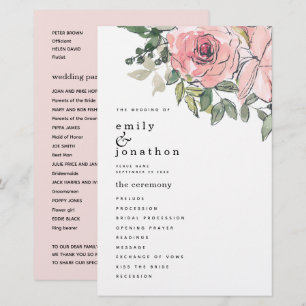BUDGET Blush Pink Florals Wedding Program
