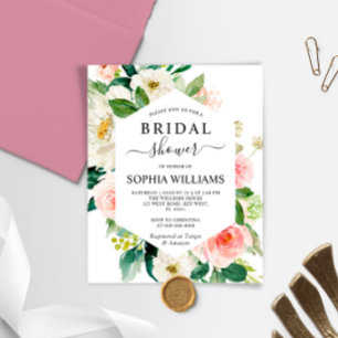 Budget Blush Pink Frame Bridal Shower Invitation