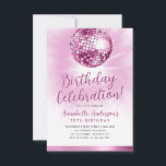 Budget Blush Pink Glitter 70s Disco Ball Birthday Card<br><div class="desc">Modern Glam Blush Pink Glitter Sparkle 70s Party Disco Ball Any Age Birthday Invitation</div>