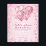 Budget Blush Pink Glitter Balloon Kids Birthday<br><div class="desc">Modern Glam Blush Pink Glitter Sparkle Balloon Feminine Girl Kids Birthday Invitation</div>