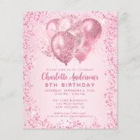 Budget Blush Pink Glitter Balloon Kids Birthday