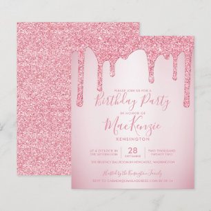 BUDGET Blush Pink Glitter Drips Any Year Birthday