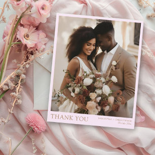 Budget Blush Pink & Gold Photo Wedding Thank You