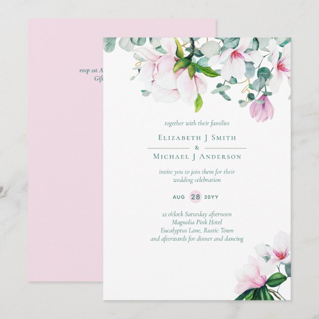 BUDGET Blush Pink Magnolias Sage Eucalyptus Wed (Front/Back)