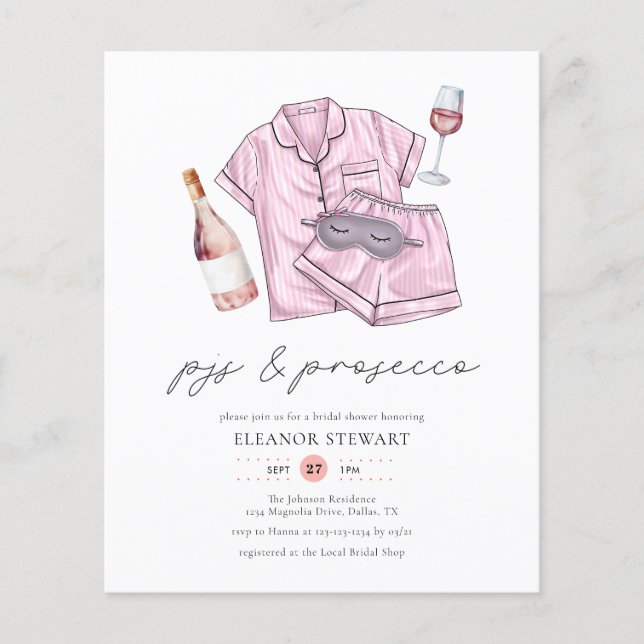 Budget Blush Pink PJs & Prosecco Bridal Shower (Front)