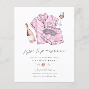 Budget Blush Pink PJs & Prosecco Bridal Shower Flyer
