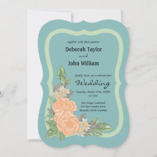 Budget  Blush Pink Rose Floral Wedding Invitation