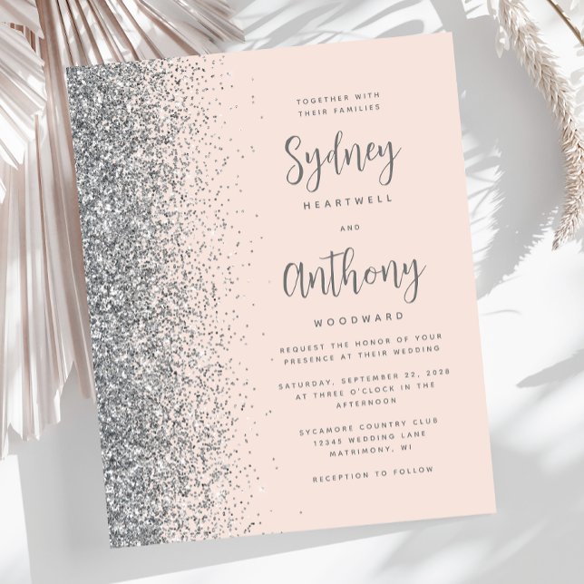 Budget Blush Pink Silver Calligraphy Wedding (Creator Uploaded)