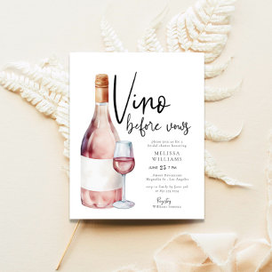 Budget Blush Pink Vino Before Vows Bridal Shower  Flyer