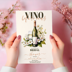 Budget Blush Pink Vino Before Vows Bridal Shower Invitation