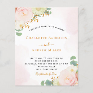 Budget blush pink watercolor florals wedding
