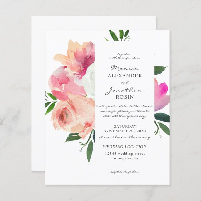 Budget Blush Pink & White Floral Wedding (Front/Back)