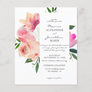 Budget Blush Pink & White Floral Wedding Flyer