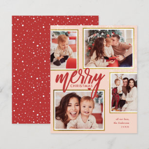 Budget Blush & Red Merry Christmas 4 Photo Collage