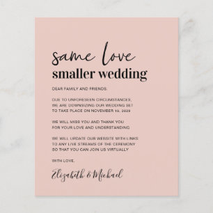 Budget Blush Smaller Wedding Announcement