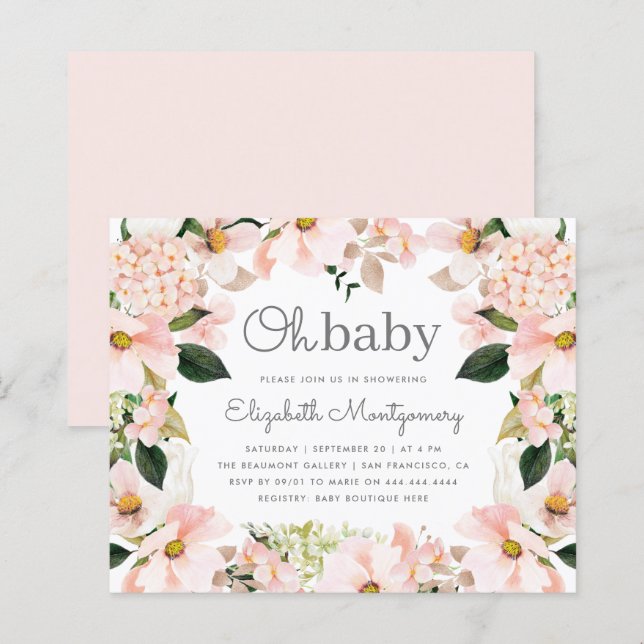 Budget Blush Spring Floral Wreath Oh Baby Shower (Front/Back)