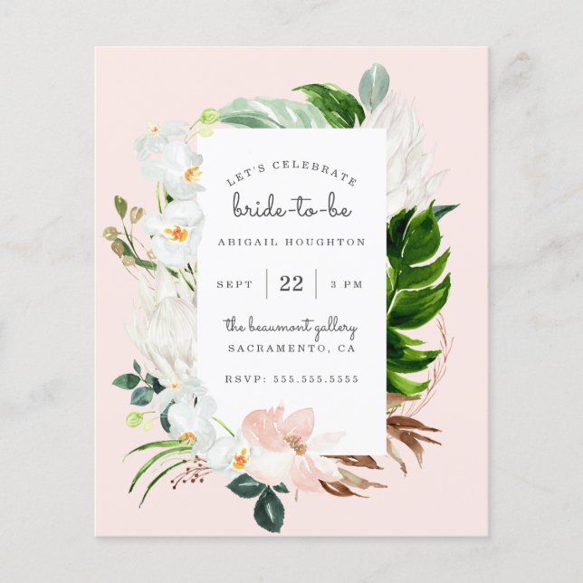 Budget Blush & Tropical Greenery Bridal Shower (Front)