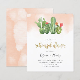 Budget Blush Watercolor & Cactus Rehearsal Dinner