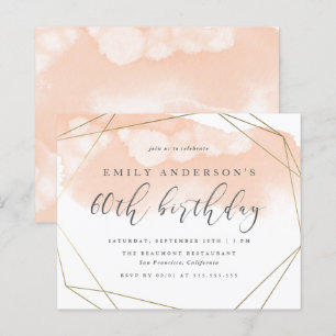Budget Blush Watercolor Geometric 60th Birthday
