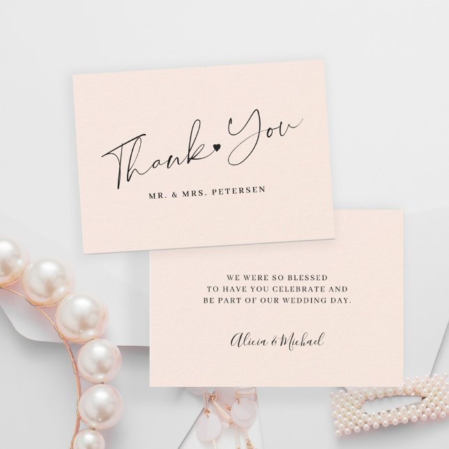 Budget blush wedding thank you script card (Creator Uploaded)