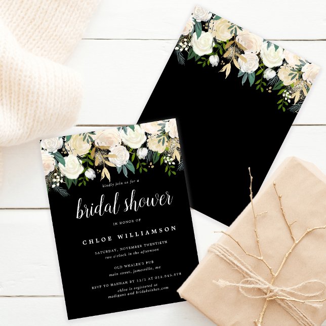Budget Blush White Floral Bridal Shower Invitation (Creator Uploaded)