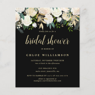 Budget Blush White Floral Bridal Shower Invitation