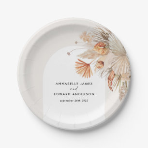 budget bohemian pampas grass wedding party paper plate