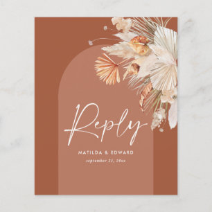 budget bohemian pampas grass wedding reply rsvp flyer