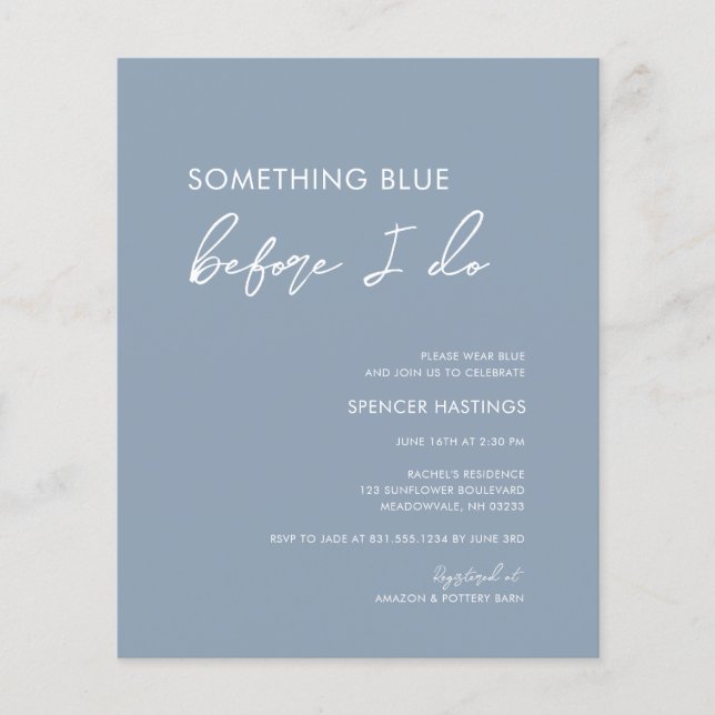 Budget Bohemian Something Blue Bridal Shower (Front)