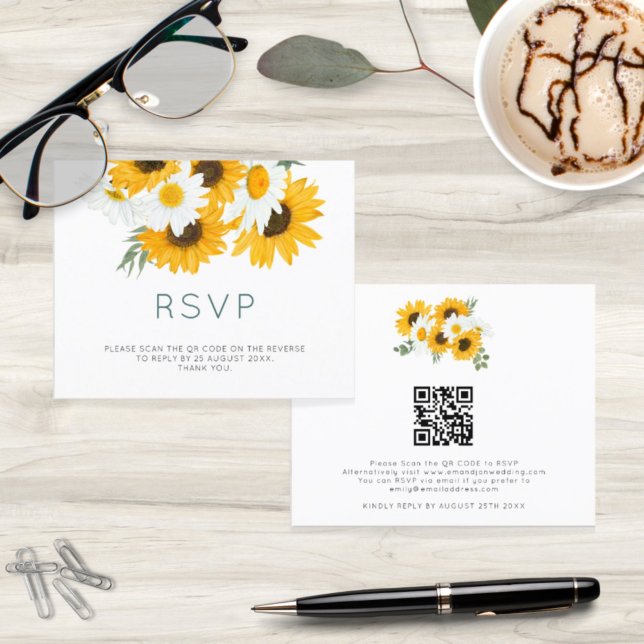 Budget Bohemian Sunflower Wedding QR Code RSVP (Creator Uploaded)